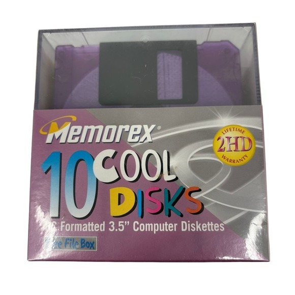 Memorex Cool Disks 10 Pack PC Formatted 3.5" Computer Diskettes File Box NEW - Picture 1 of 7